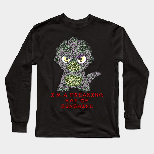 I'm a Freaking Ray of Sunshine - triceratops Long Sleeve T-Shirt by NightserFineArts